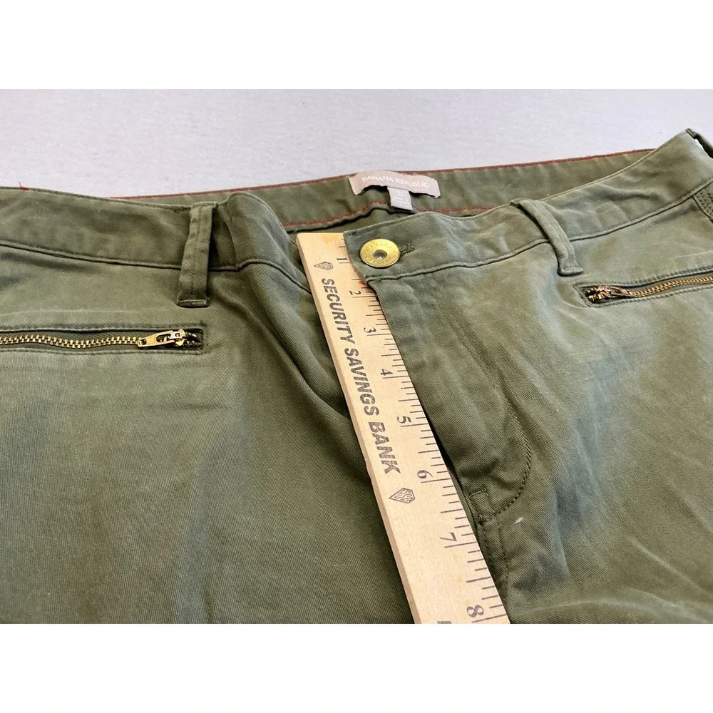 Banana Republic Pants Womens‎ 8A Green Twill Zip Leg Skinny Whispering Pine